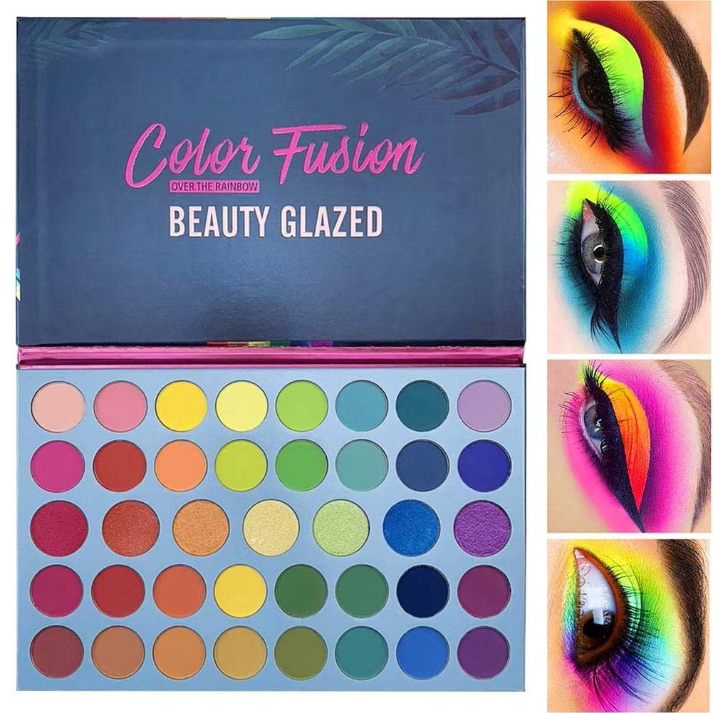 

39 Pop Colors Matte Shimmer Eyeshadow Palette Highlighter Tinted Colorful Long-Lasting Waterproof Makeup Palette Cosmetic Metallic Colors Natural