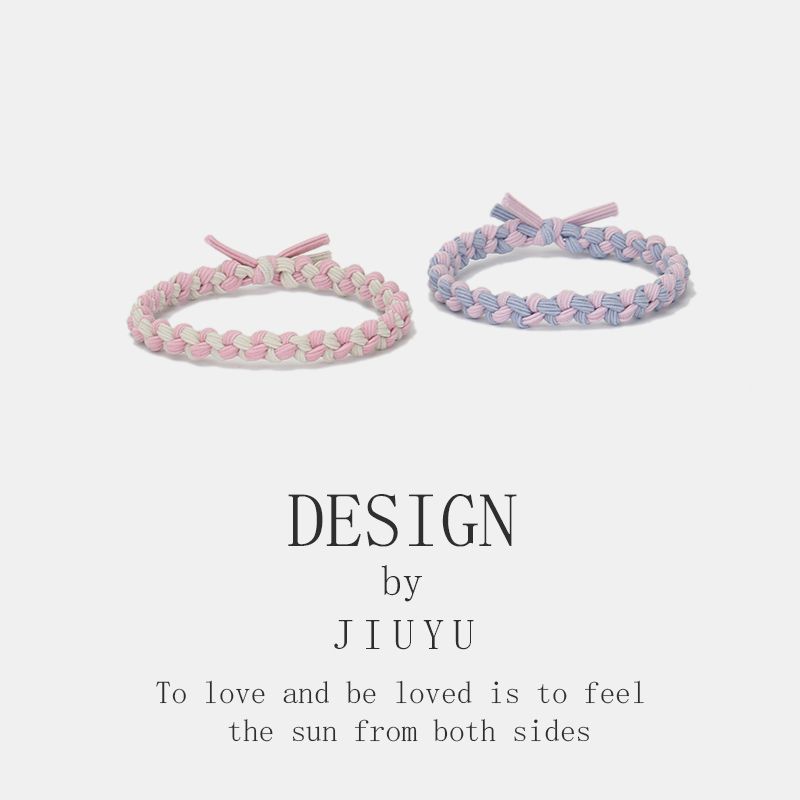 Boyfriend Exclusive Small Rubber Band Handmade Woven Hand Strap Couple Leather Case Hair Band for Girlfriends Headband Bracelet Dual-Use