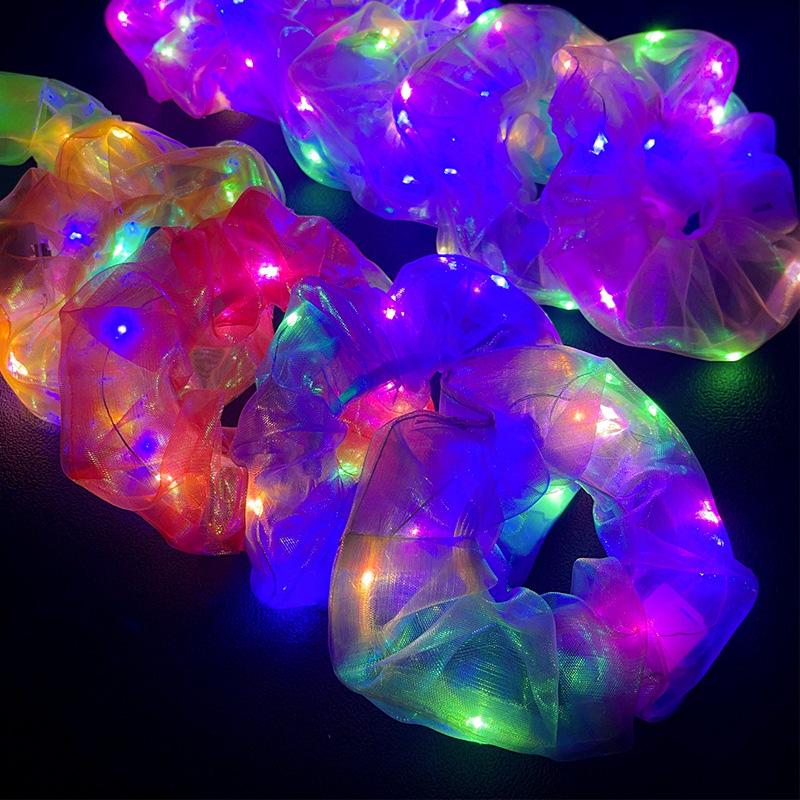 1Pc Hair Accessories Festival Party Light-up Glow Effects Women Hair Rope Fashion LED Hair Tie Scrunchie