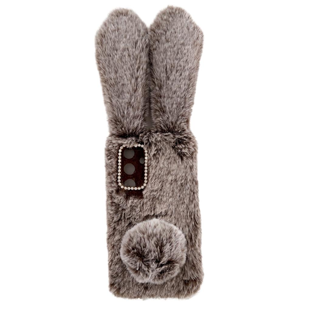 For Samsung Galaxy S24 Case 3D Bunny Ears Soft Furry Hairball Fuzzy Phone Cover