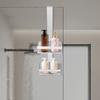 2-Tier Stainless Steel Bathroom Shelf – No-Drill Over-The-Door Hanging Organizer with Hooks & Baffle – Silver