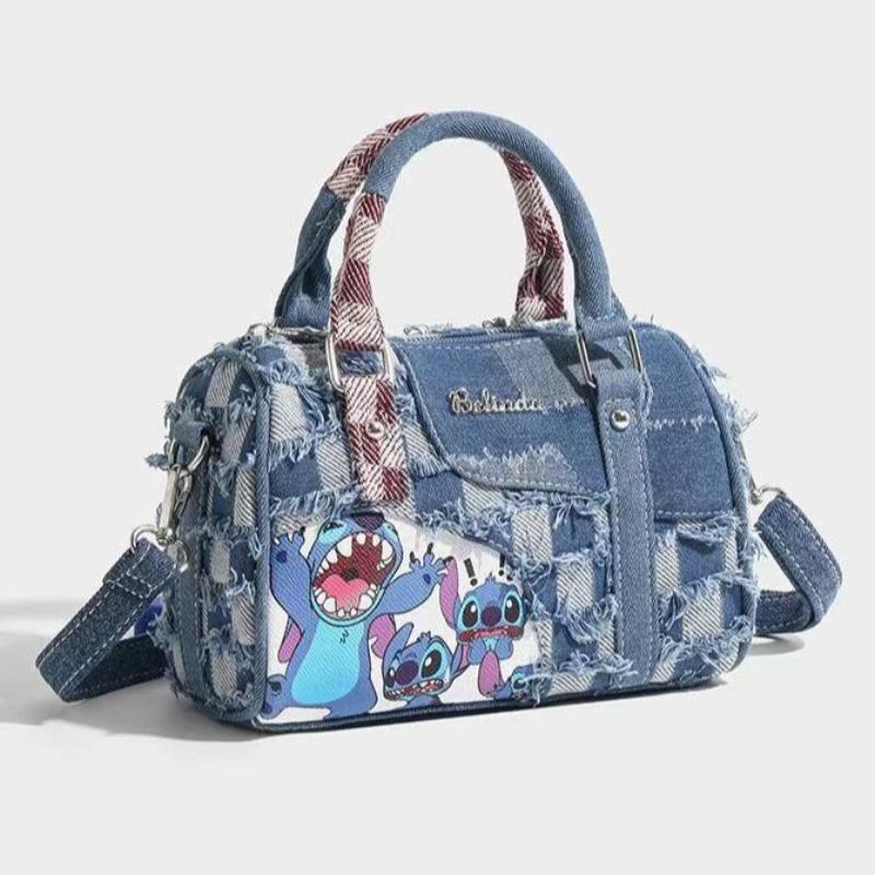 A Niche Cartoon Cowboy Distressed Patchwork Crossbody Tote Pillowcase Bag