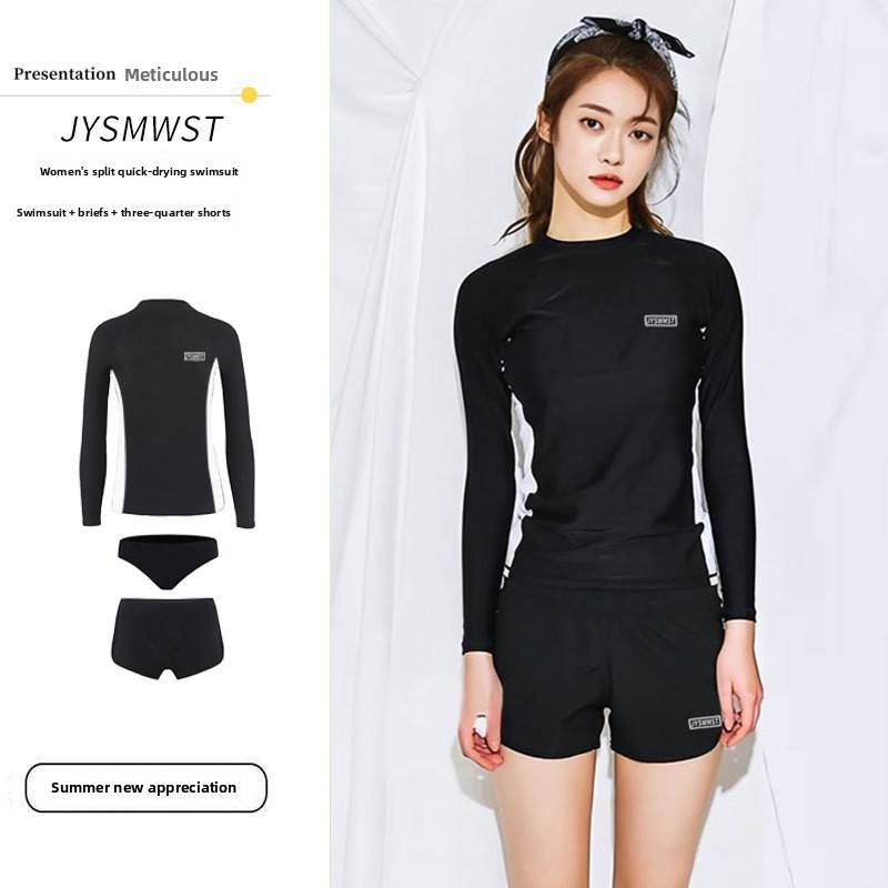 

Sleeved Swimsuits Long Couples Diving Suits Men And Women Swimsuit Outdoor Sport Women 3pcs,S