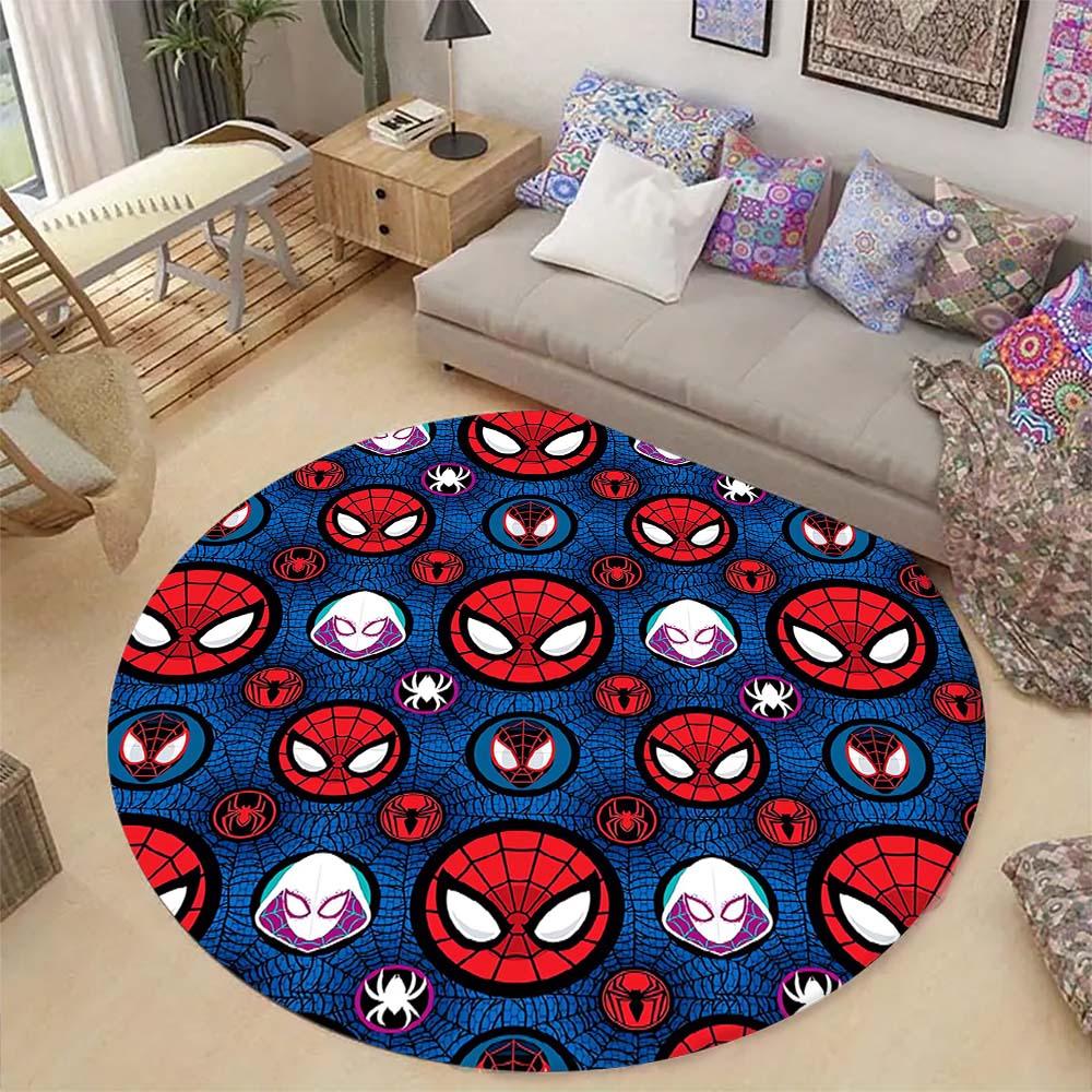 Cool Spider-Man cartoon print round carpet, bedroom, living room and office rotating chair carpet, home decoration