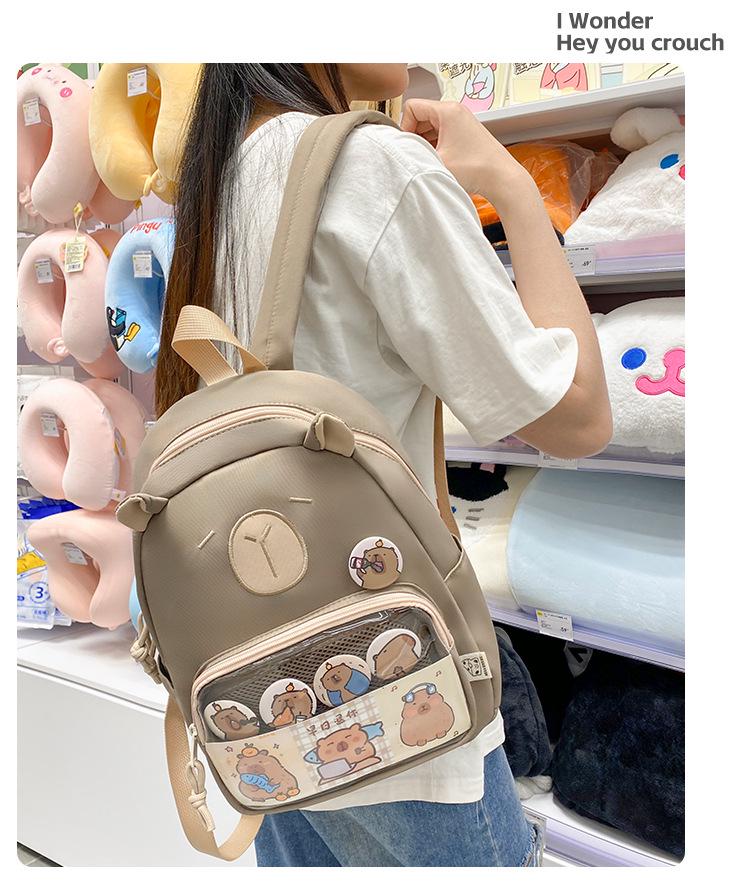High-Capacity Capybara Backpack - Japanese Cartoon Schoolbag for Students and Travel