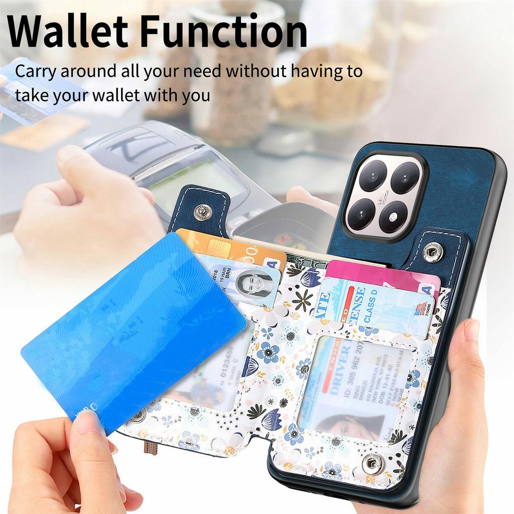 For Xiaomi 15T Leather Phone Cover with RFID Blocking Zipper Card Bag Kickstand