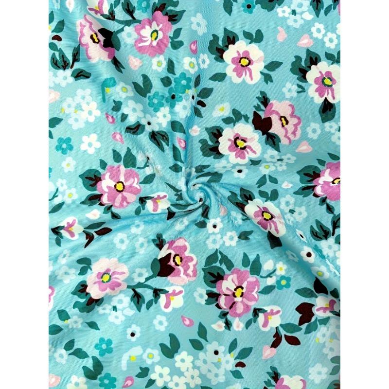 Women's Light Blue Floral Print Sleeveless Tank Dress - A-Line Knee-Length Summer Dress with Pockets, Round Neck Casual Beach Dress