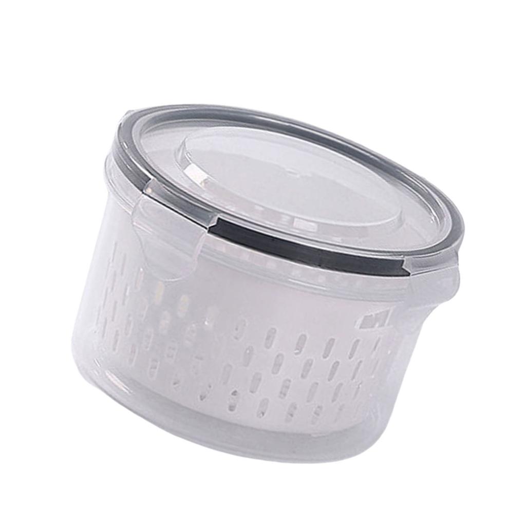 Praktischer Abtropfkorb Gemüse- und Obstaufbewahrungsbox für Kühlschrank Doppellagige Lunchbox Frischebox Behälter