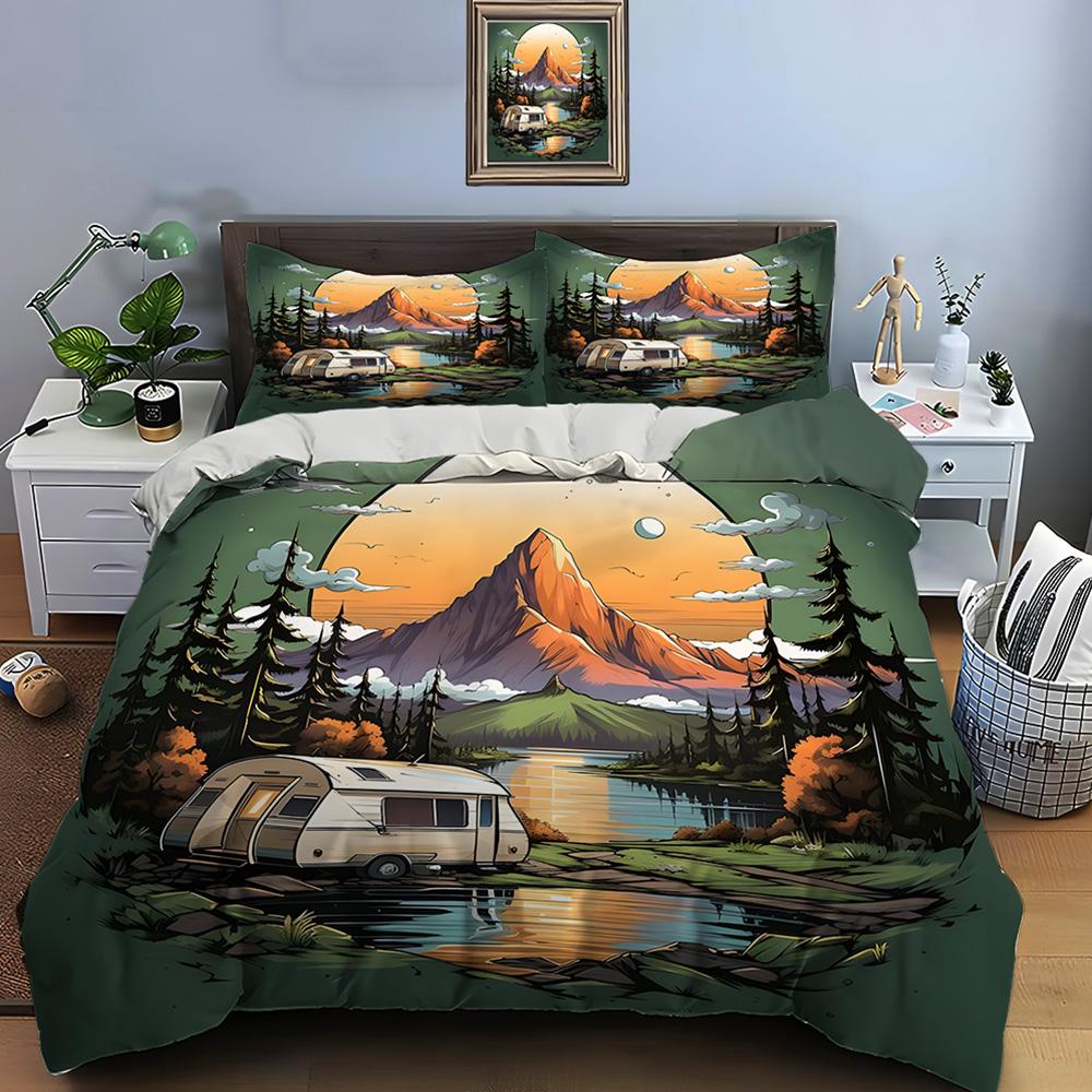 Outdoor camping enthusiasts Print Bedding Set Duvet Cover 1 Duvet Cover 2 Pillowcases Adult and Children Bedding Set Luxury Gift