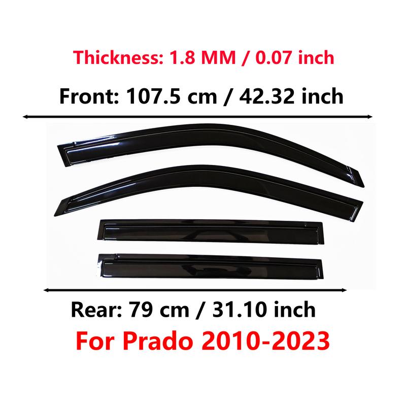 Window Visor for Toyota Prado FJ150 2009-2023 | 4pcs Rain Guard Wind Deflector | Car Weather Shield Accessory