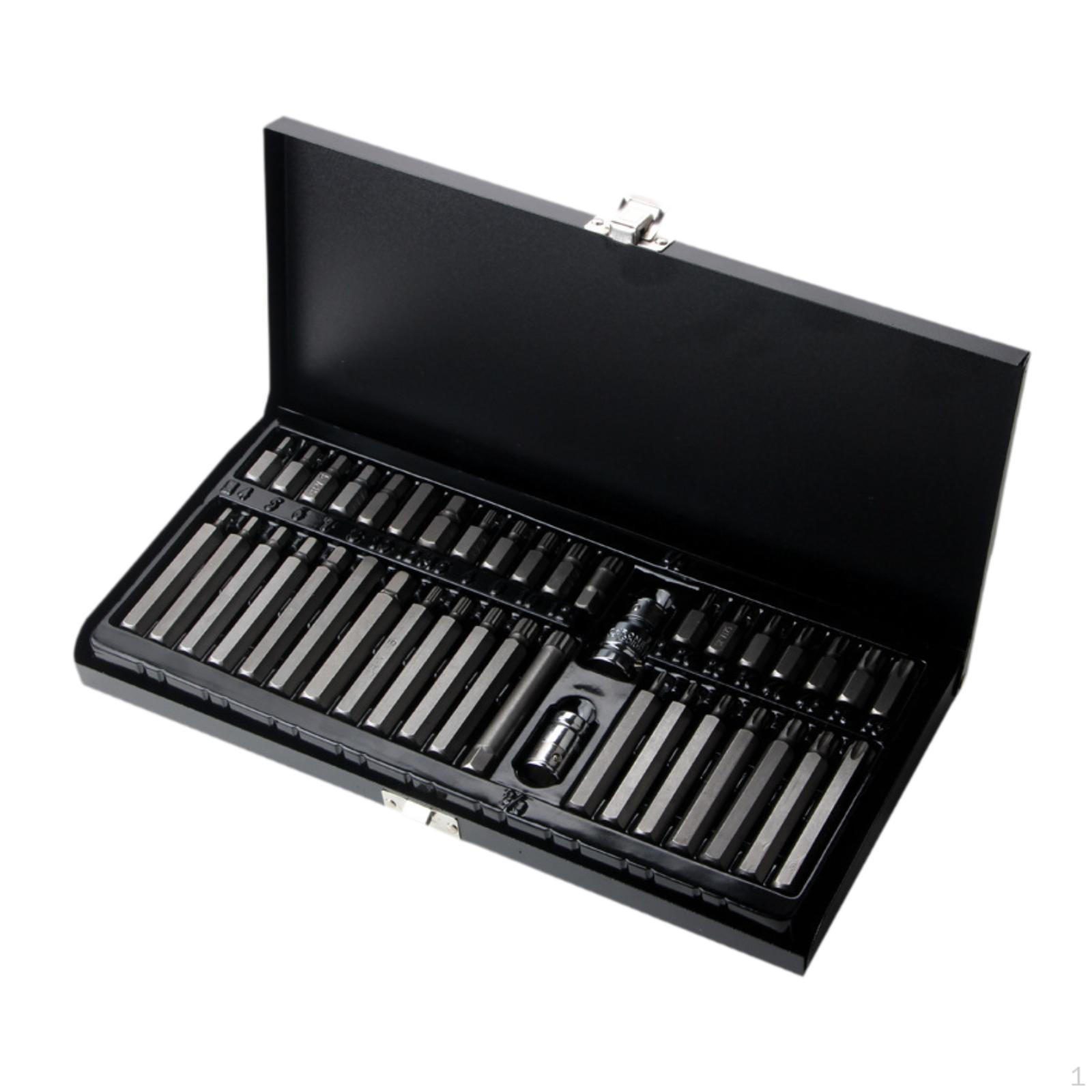 

40 Pieces Star Hex Sockets Bit Kit 1/2inch 3/8inch Drive Torx чорний