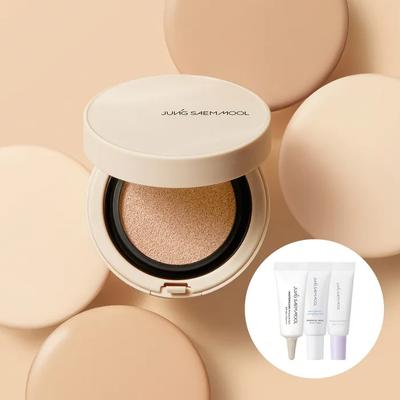 Jeong Saem Mool Skin Nude Cover Layer Cushion (com recarga) (5ml de creme para ondular + 5ml de ampola + 5ml de primer preparador incluídos)