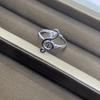 Beixi S925 Sterling Silver Musical Note Adjustable Ring with Zirconia Inlay