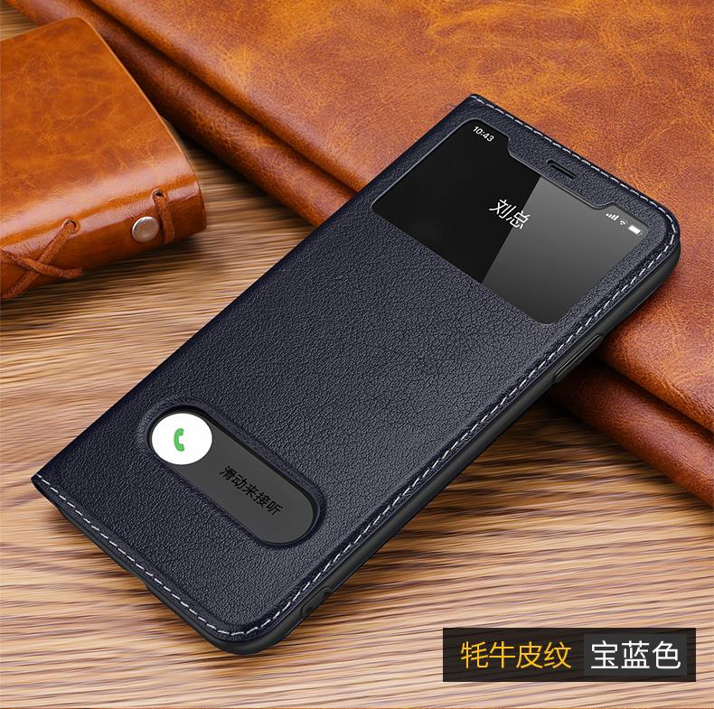 Magnetic 100% Genuine Leather View Window Case for iPhone 16 15 14 13 12 11 Pro MAX XR X Plus Case Wallet Flip Stand Free Answer