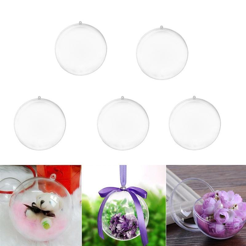 5pcs Transparent Ball Christmas Tree Pendant Xmas Hanging Decoration Candy Confetti Gift Box Holder