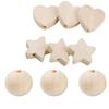 90Pcs  Wood Craft Beads with Hole Heart Star Round Wooden Beads for Jewelry Making Home Decorations Handmade Craft