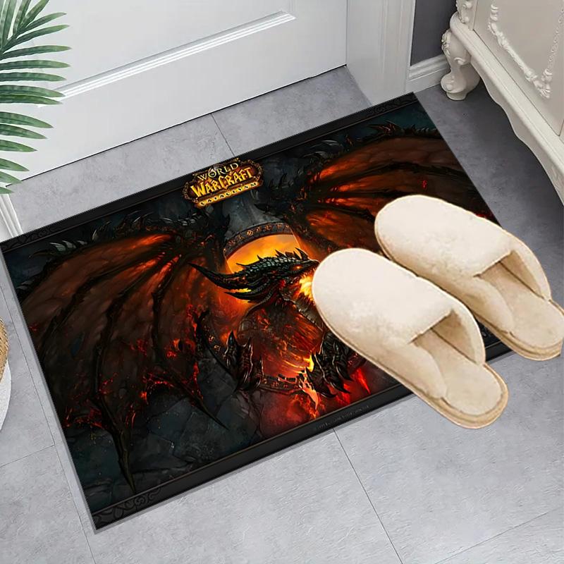 1PC Dragon's Fiery Warcraft Game Floor Mat for Living Room, Game Rooms, Office, Bedroom, Office Floor Mat Playful Design, Christmas Fan Gifts