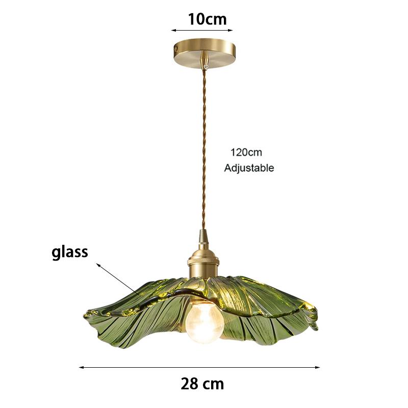 Retro Lotus-shaped Glass Pendant Lamp for Home Cecoration Lighting Dining Room Bedroom Bedside Long-line Ceiling Lamp Store Lamp