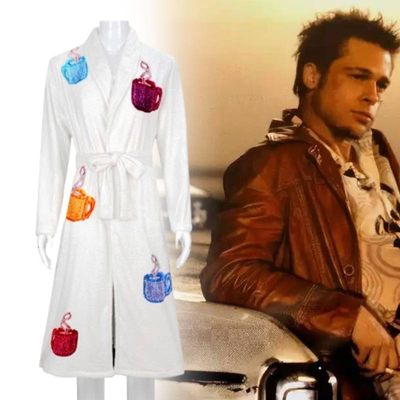 Fight Club Tyler Durden Accappatoio in Pile Corallo Costume Cosplay Per i Fan