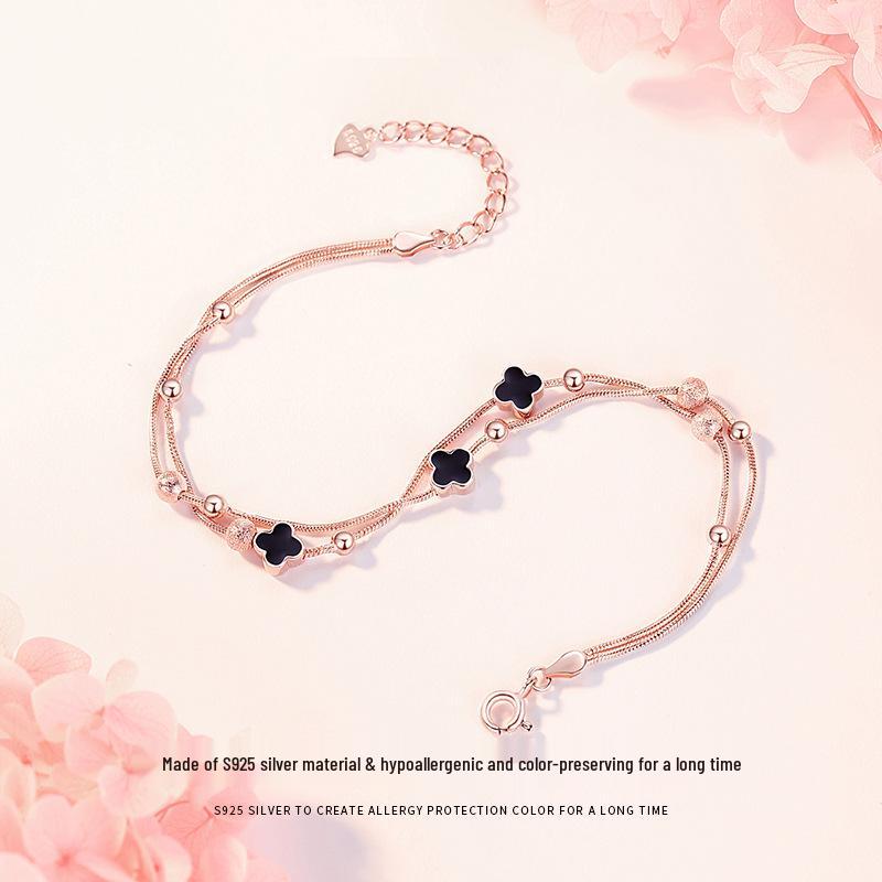 Lucky Clover Agate Anklet - High-End, Durable Women's Jewelry with Niche Design