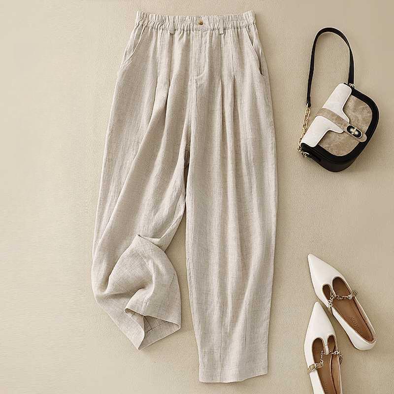 

Женские легкие хлопковые брюки 3XL абрикосовый