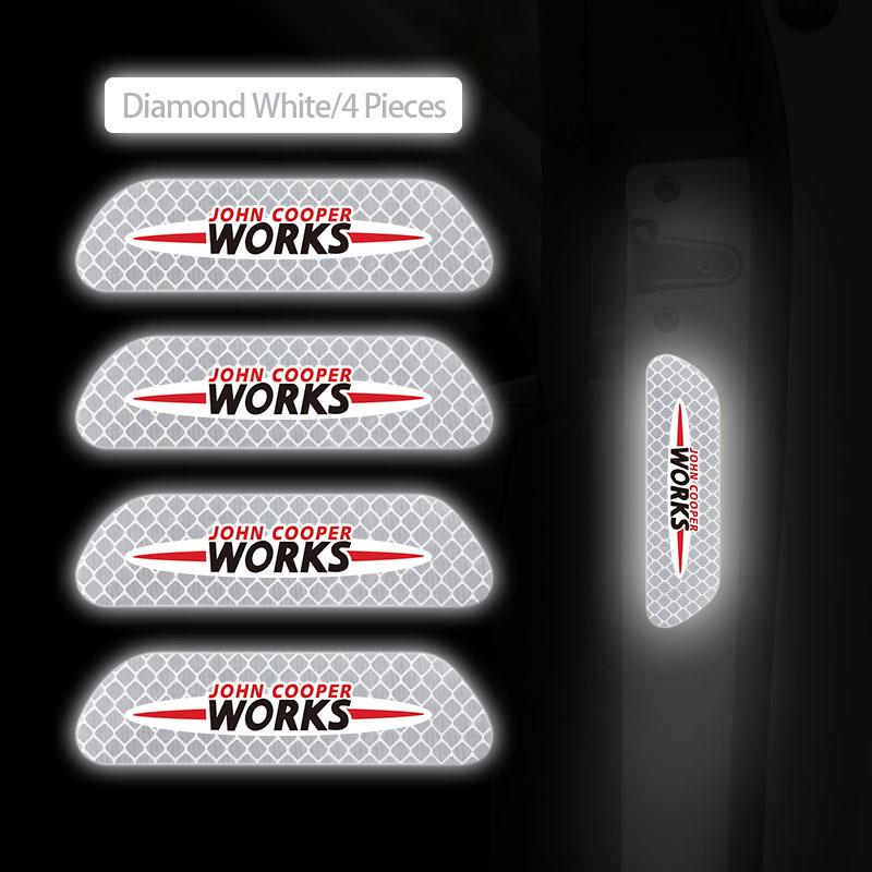 

4Pcs Car Stickers Portable Safety Warning Reflective Decal For MINI JCW Cabrio Cooper Countryman Aceman Clubman Coupe Paceman