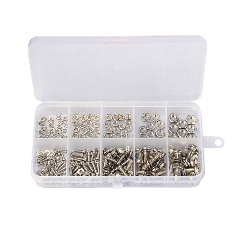 320Pcs Stainless Steel SS304 Screws an Head Screws Nuts Bolts Assortment Kit M2 M2.5 M3 M4 M5 Metic Nut and Bolt Assortment