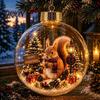 Christmas Tree Garland Pendants Glowing Scene Ornament Ball with LED Light for Hanging And Baubles Tabletop Decor, Transparent Acrylic Holiday Pendant