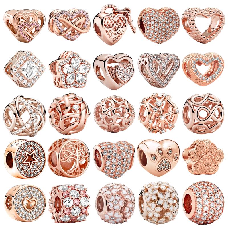 Rose Gold Multiple Series Charm Bead Fit Original Europeancopper Jewelry & Diy Making Series Bracelet Gift