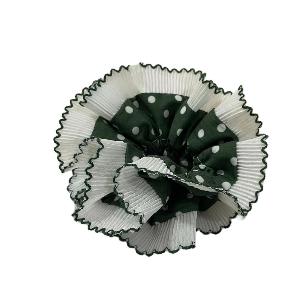 Aesthetic Lace Scrunchies Double Layer Elastic Hair Rope Wedding Party Hair Rope Big Buns Hair Elastic for Formal Casual