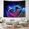 Arazzo Appeso con Logo Tiktok per Camera da Letto, Soggiorno, Sala Giochi, Decorazione Artistica, Arazzo da Parete, Regali per le Feste e Compleanni