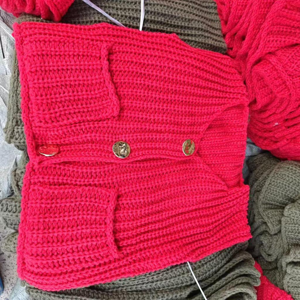 Women's V-Neck Chunky Knit Sleeveless Cardigan Vest - European & American Style, Autumn/Winter 2025