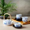 Narumi Milano Blue Teapot and Cup Set 11 Pieces Floral Design Japanese Ceramic Tea Set