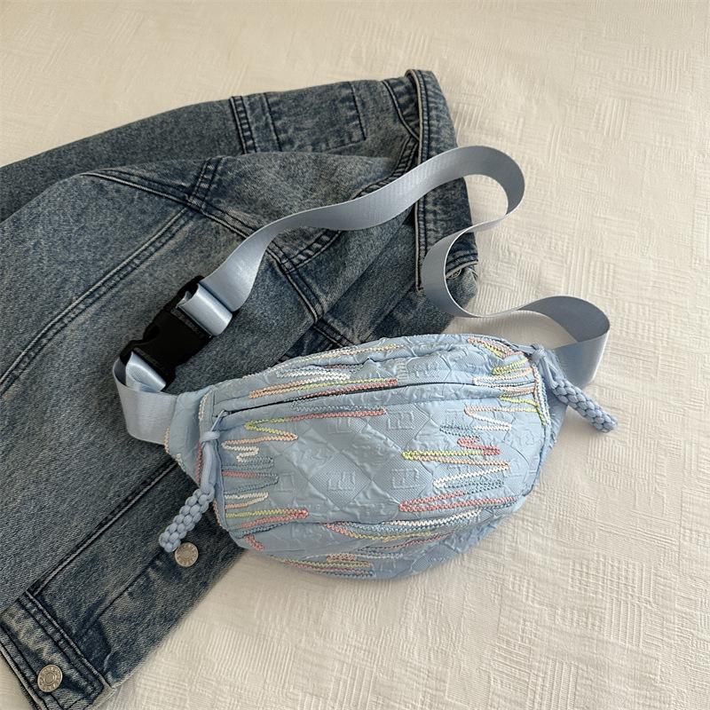 

Проста і модна нагрудна сумка літо 2024 нова повсякденна мила повсякденна маленька сумка студентська поясна сумка жіноча сумка синій