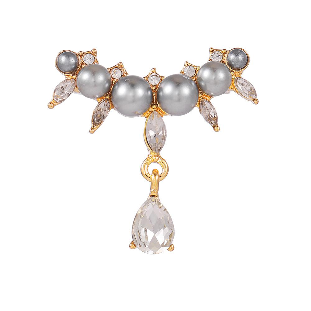 Elegant Pearl Water Drop Brooch High-End Women's Exquisite Tassel Business Suit Corsage Fixed Clothes Malfunction Proof Pin