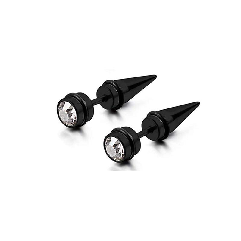 Unisex Stainless Steel Punk Stud Earrings for Men Women Black Geometry Star Cross Spike Skull Pendants Ear Jewelry Accessories