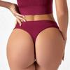 Bezešvá tanga s nízkým vzestupem pro ženy Jednobarevné Vysoce strečové sportovní G-string Dívčí měkké, prodyšné, okouzlující spodky