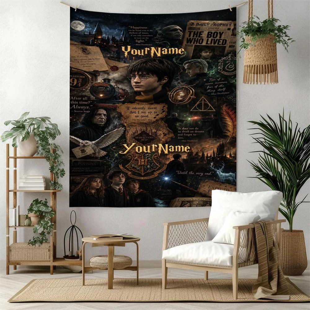 Gothic Illustrations Custom Your Name Wall Decor Tapestry Art For Pet Memorial Birthdaywedding Party Backdrop Family Gift