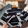 Boys' Striped Long-Sleeve T-Shirt - 2025 Autumn Fashion Trend, Elastic Casual Versatile Cool Top