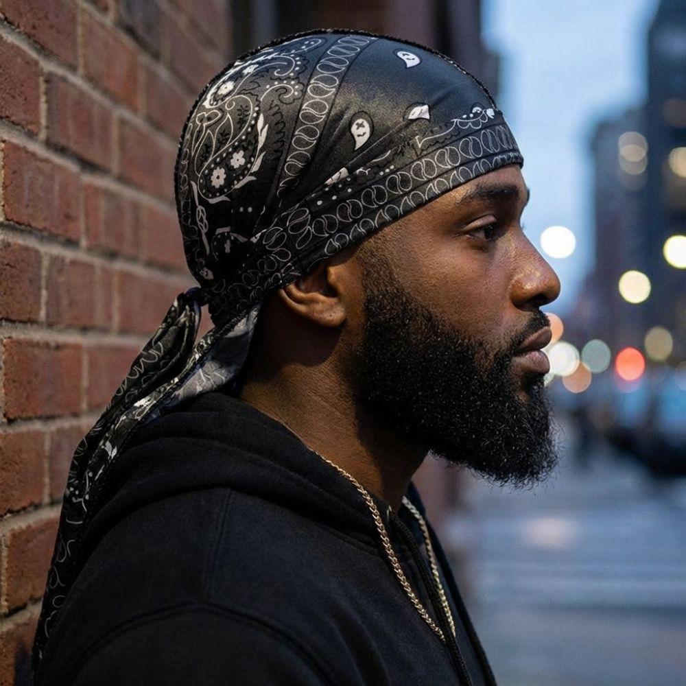 Amoben-Print Herren Kopftuch Imitation Seide Hip Hop Hut Mode Langer Schwanz Piratenmütze Outdoor