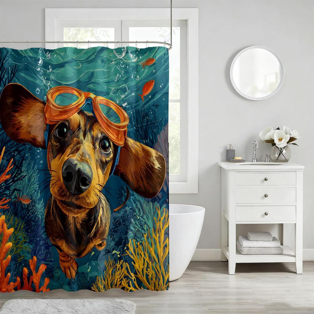 Cute Vintage Aesthetic Shower Curtains, Modern Waterproof Bath Curtain, Fabric Cloth Shower Curtain for Bathroom Decor, Brown
