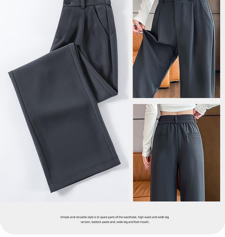 Women's 2024 Spring/Autumn Slimming Drape Pants - Narrow & Wide Leg, High-End Straight-Leg Suit Style