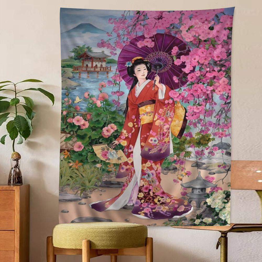 Japanese Geisha Hanging Bohemian Tapestry Hanging Tarot Hippie Wall Rugs Dorm Home Decor