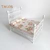 TALOS Dollhouse Bed European Style Accessories Metal Mini Double Bed Props Supplies for Room Scene
