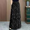 Plus Size Ice Silk Floral Print Wide Leg Pants Summer New High Waist Slimming Casual Elegant Mom Pants Skirt