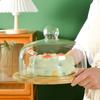 Multifunctional Wooden Glass Transparent Cake Stand With Dome Rotating Cake Stand For Weddings Party Cake Fruit Dessert Plate