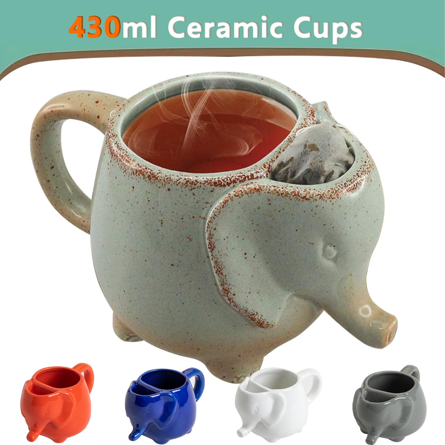 Ceramic 15oz Elephant Tea Mug Turkish Coffee Cup Home Breakfast Milk Cup Espresso Cups Porcelain Drinkware Afternoon Tea Gifts verde