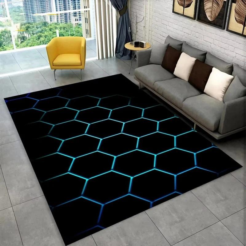 3D Geometric Illusion Area Rug Abstract Modern Carpet for Living Room Bedroom Kids Play Room Non-Slip Floor Mat