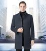 Men's Middle-Aged Stand Collar Wool Coat with Detachable Down Liner, Plus Size