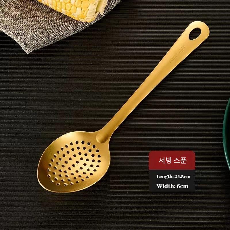 6pcs Stainless Steel Dinnerware Set Home Creative Korean Cutlery Golden Spoon Korean-style Pot Cutlery Set Kitchenware Set